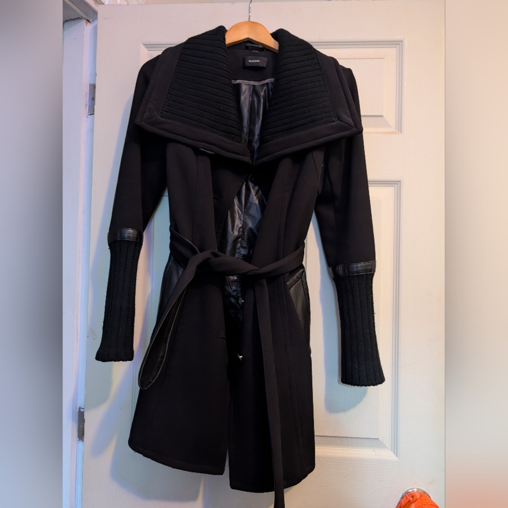 RUDSAK Black Trench Coat with Leather Accents - Picture 3 of 3